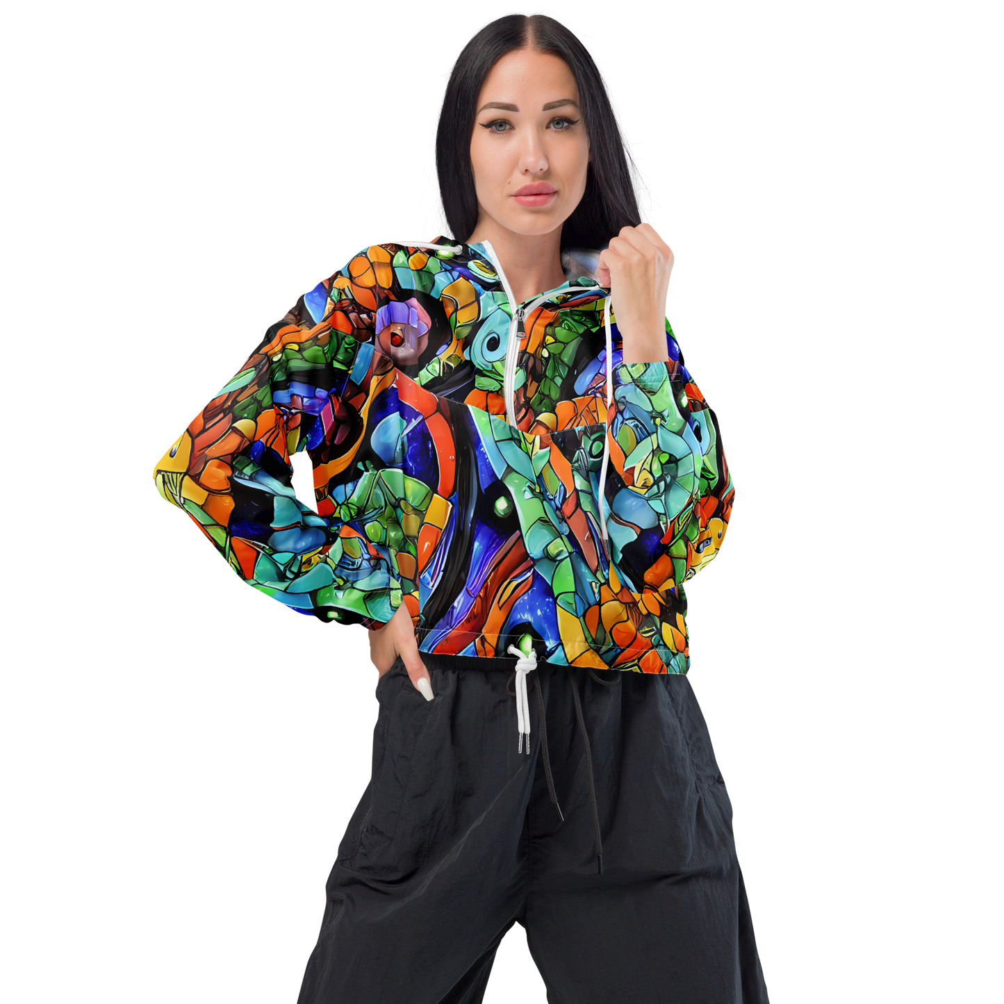 Women's Cropped Windbreaker - Cascade Muralista