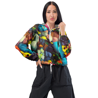 Women's Cropped Windbreaker - Bubble Pop Art