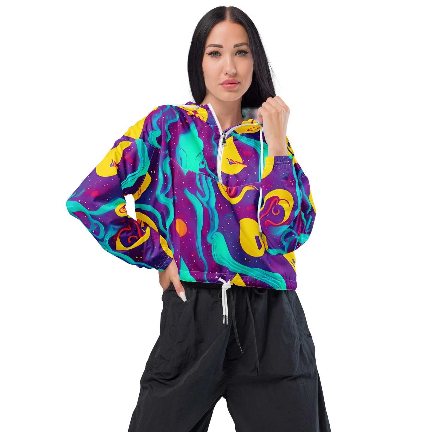 Women's Cropped Windbreaker - Cosmic Current