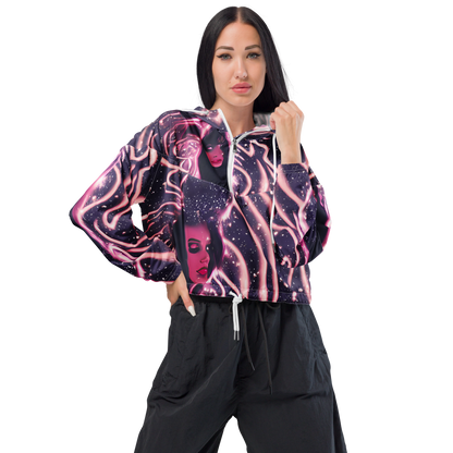 Women's Cropped Windbreaker - Stardust Siren