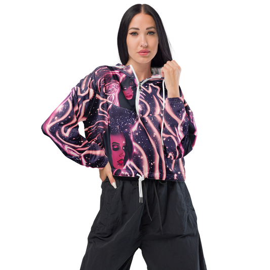 Women's Cropped Windbreaker - Stardust Siren