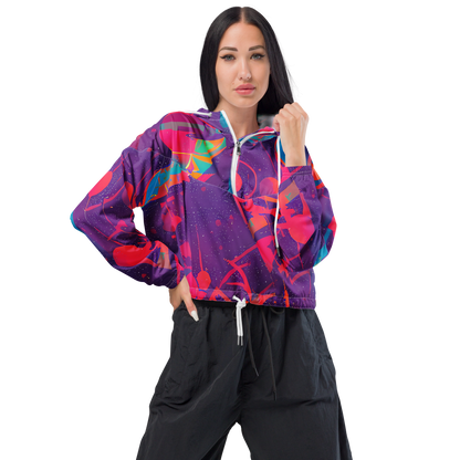 Women's Cropped Windbreaker - Spheric Rhapsody