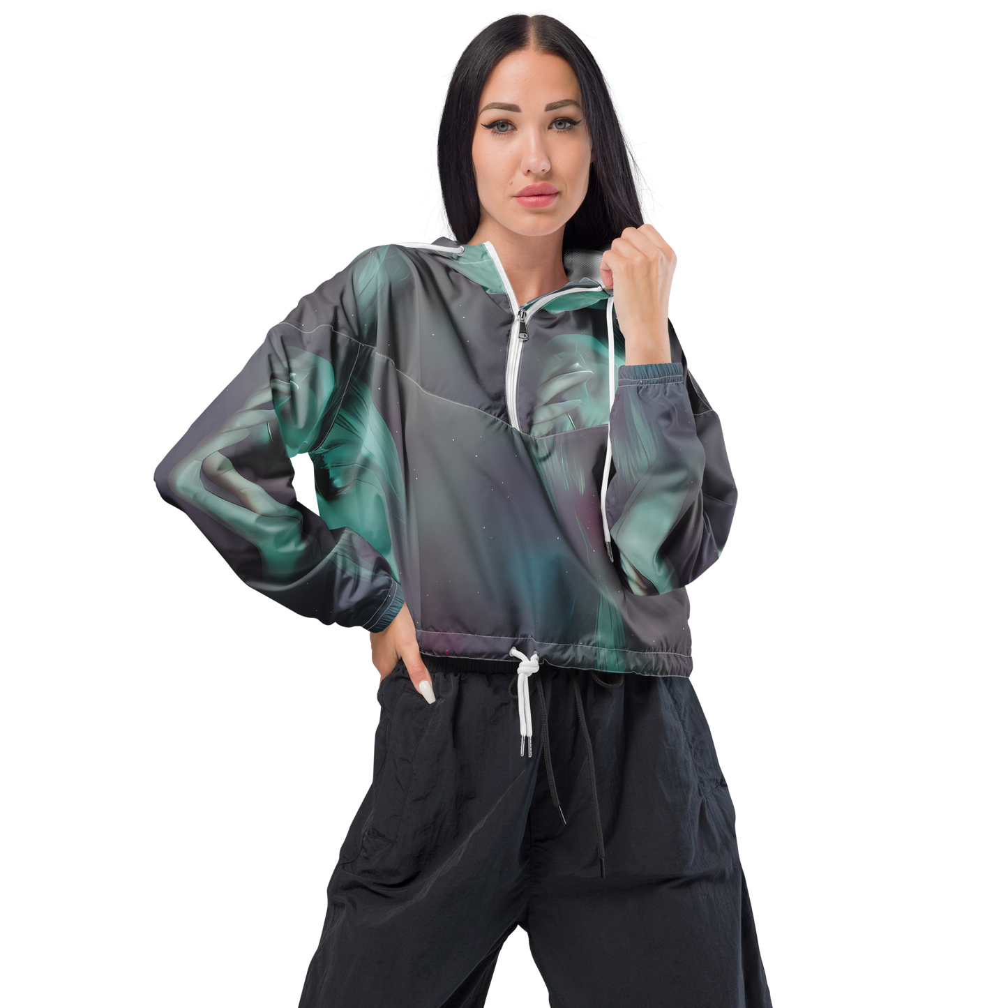 Women's Cropped Windbreaker - Surreal Dreams