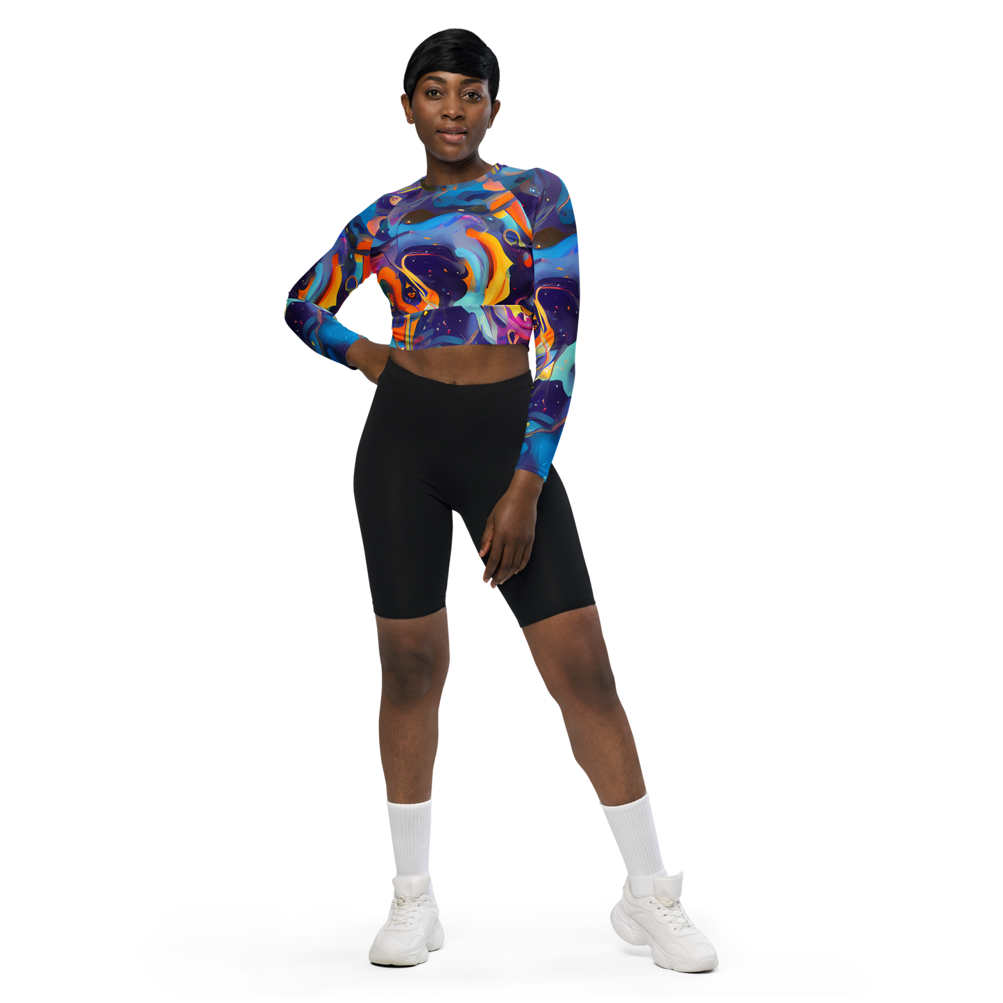 Long Sleeve Crop Top - Whimsical Fusion