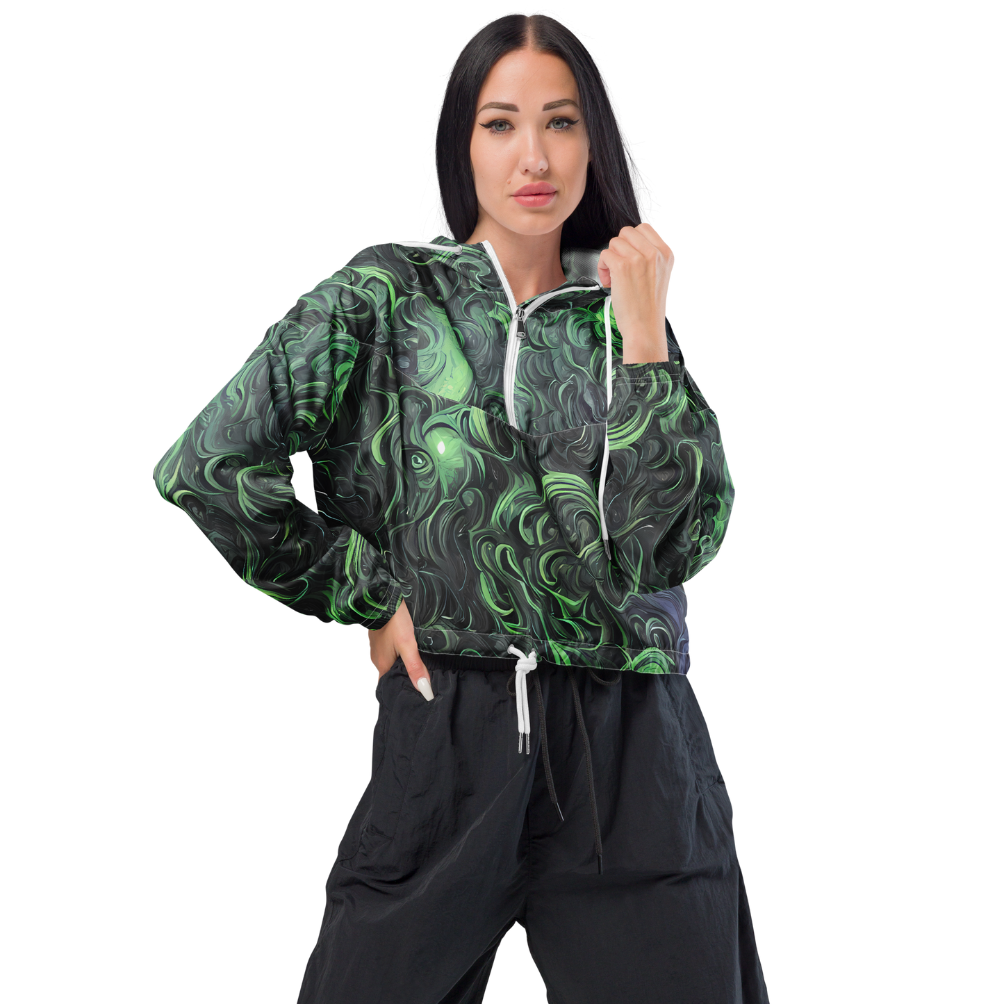 Women's Cropped Windbreaker - Savrasov Swirls