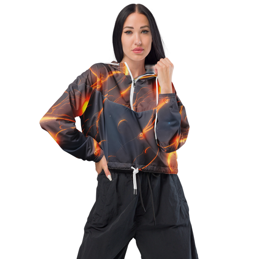 Women's Cropped Windbreaker - Inferno Spirals