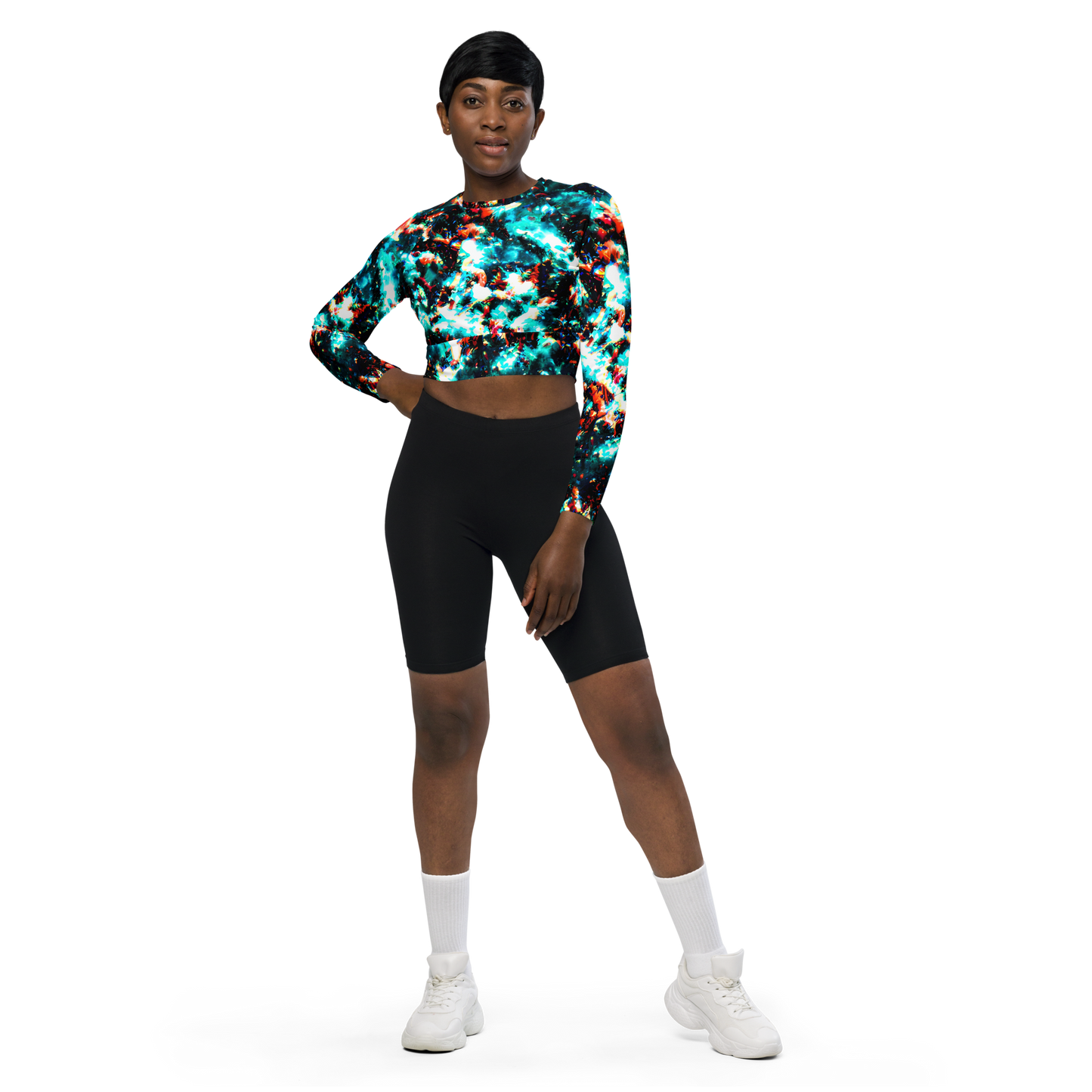 Long Sleeve Crop Top - Whirlpool Dream