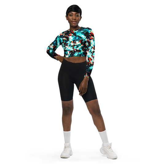 Long Sleeve Crop Top - Whirlpool Dream