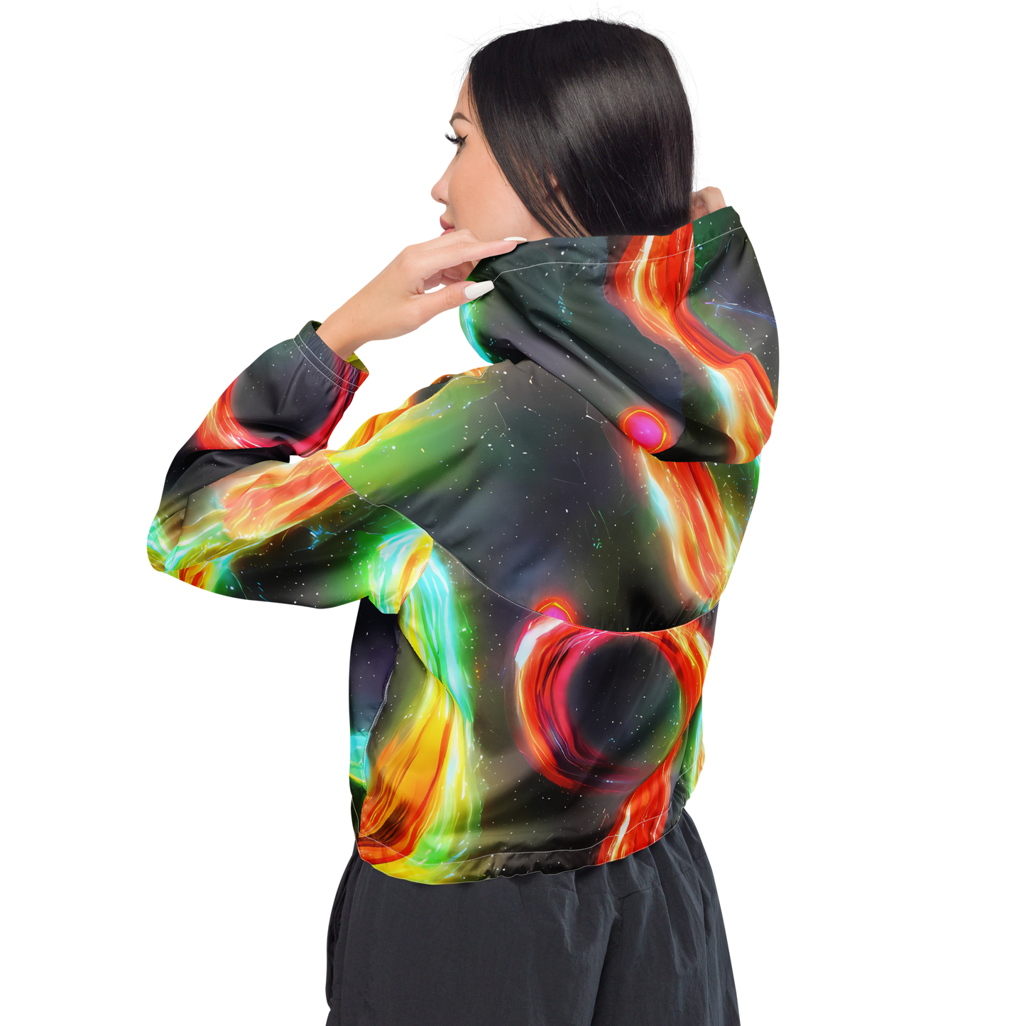 Women's Cropped Windbreaker - Sherwood Swirl