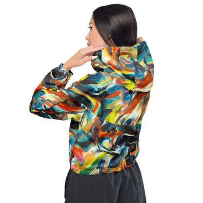 Women's Cropped Windbreaker - Chromatic Vortex