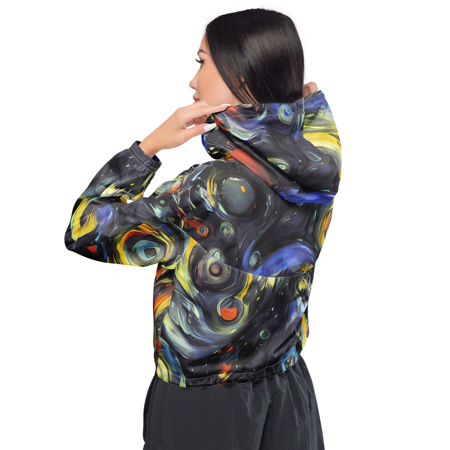 Women's Cropped Windbreaker - Corinthian Swirl