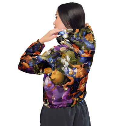 Women's Cropped Windbreaker - Blooming Cosmos