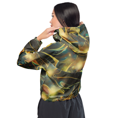 Women's Cropped Windbreaker - Whispering Galaxies