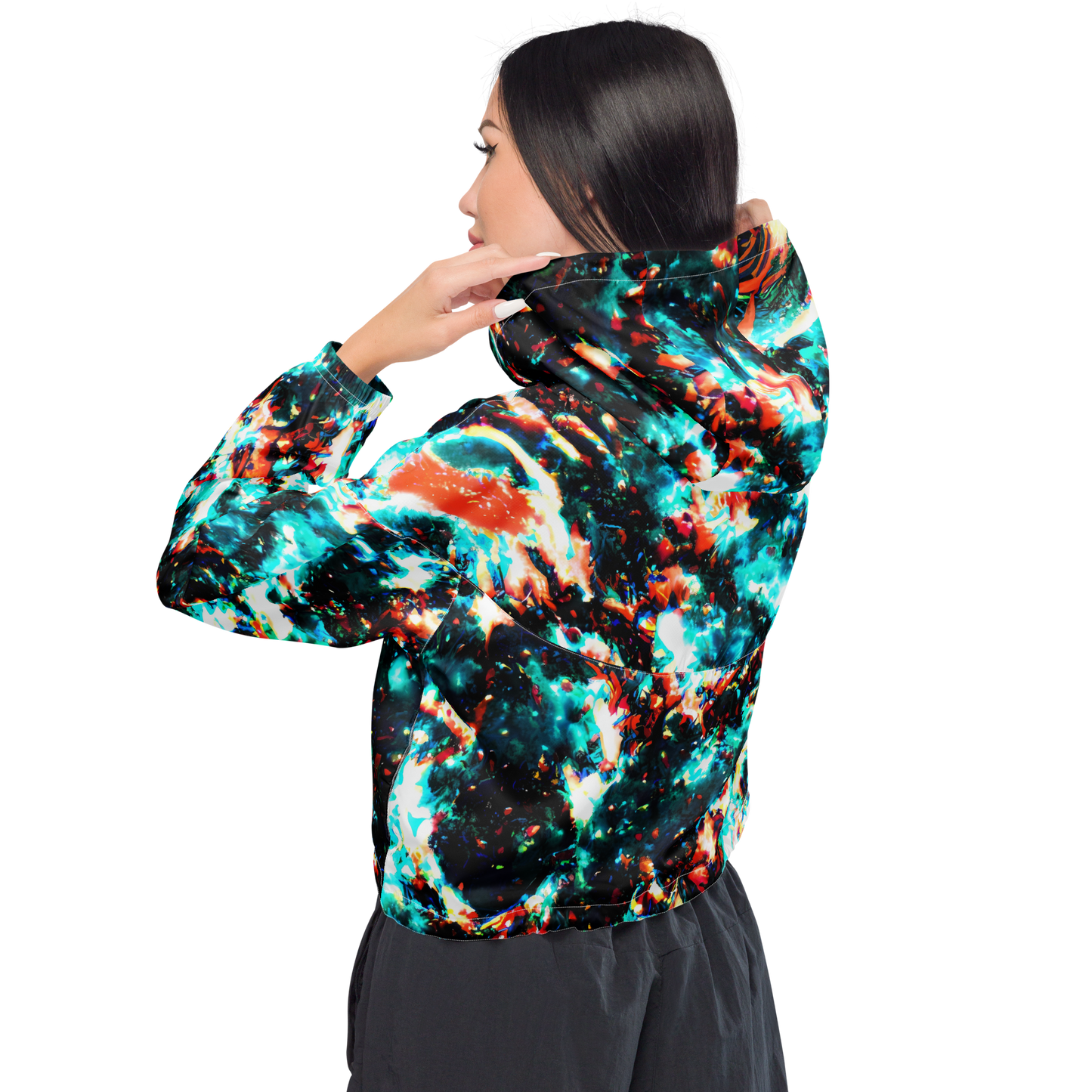 Women's Cropped Windbreaker - Whirlpool Dream