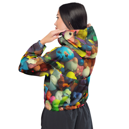 Women's Cropped Windbreaker - Bubble Pop Art