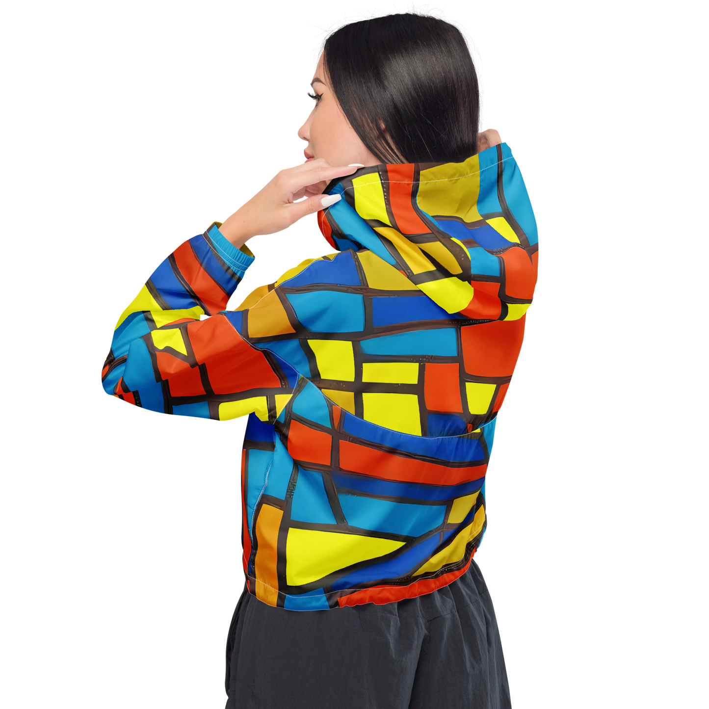 Women's Cropped Windbreaker - Mondrian Mesh