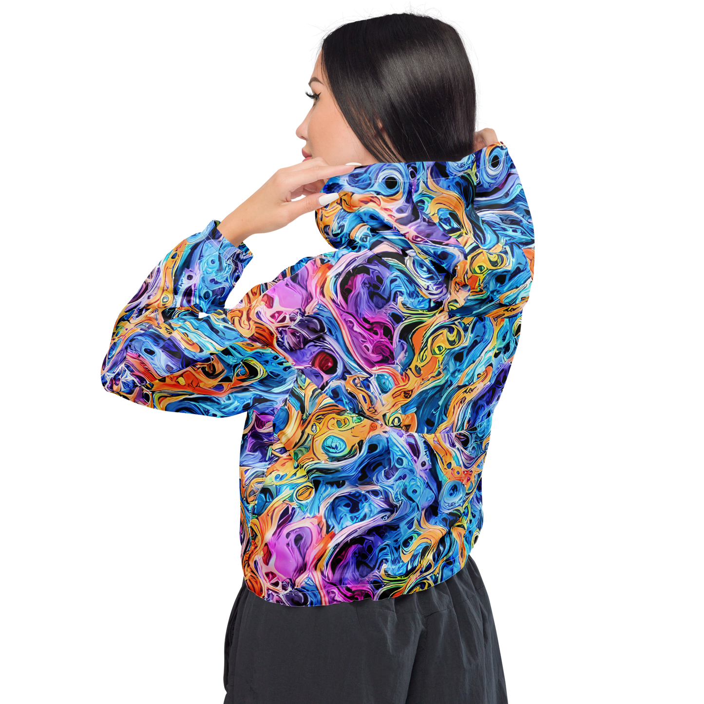 Women's Cropped Windbreaker - Rococo Vortex