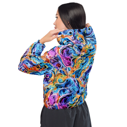 Women's Cropped Windbreaker - Rococo Vortex