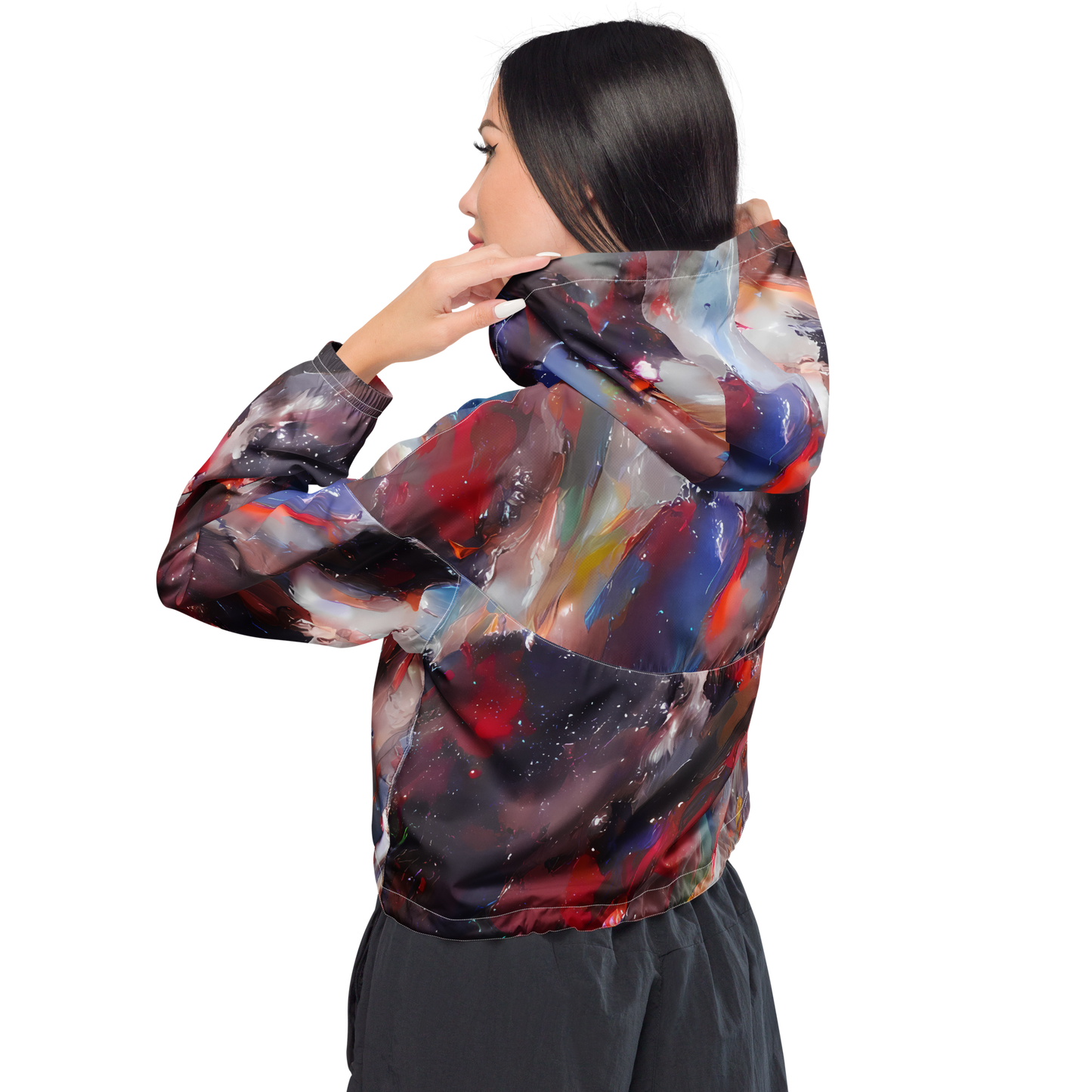 Women's Cropped Windbreaker - Passionate Brush