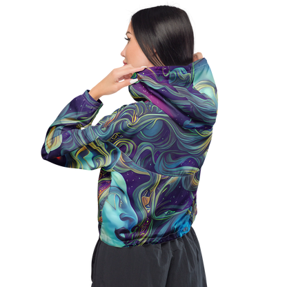 Women's Cropped Windbreaker - Stellar Waves