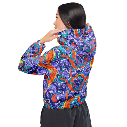 Women's Cropped Windbreaker - Galactic Waves