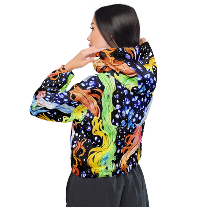 Women's Cropped Windbreaker - Celestial Serenade