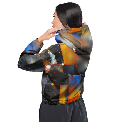 Women's Cropped Windbreaker - Monet's Matrix