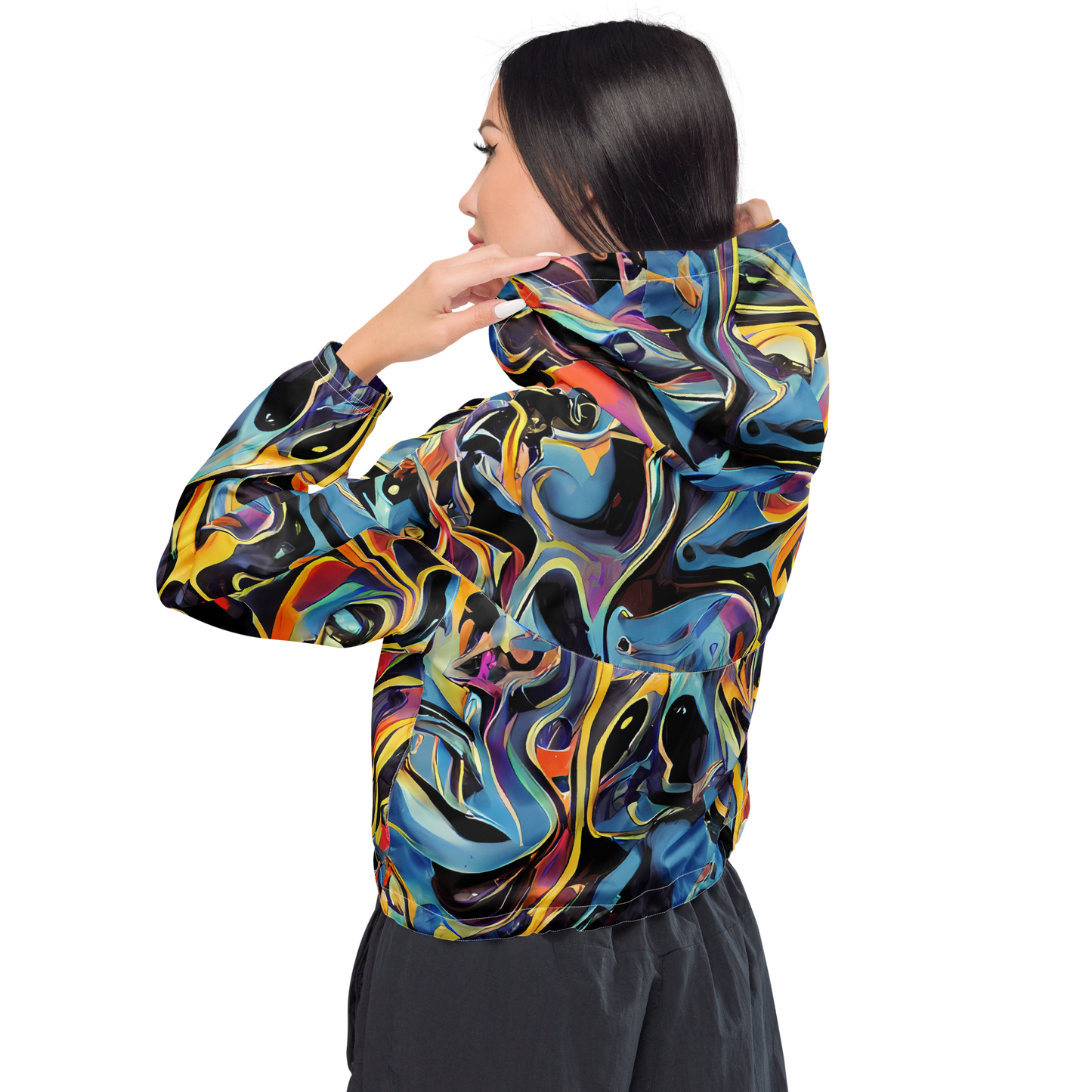 Women's Cropped Windbreaker - Newtonian Rhapsody