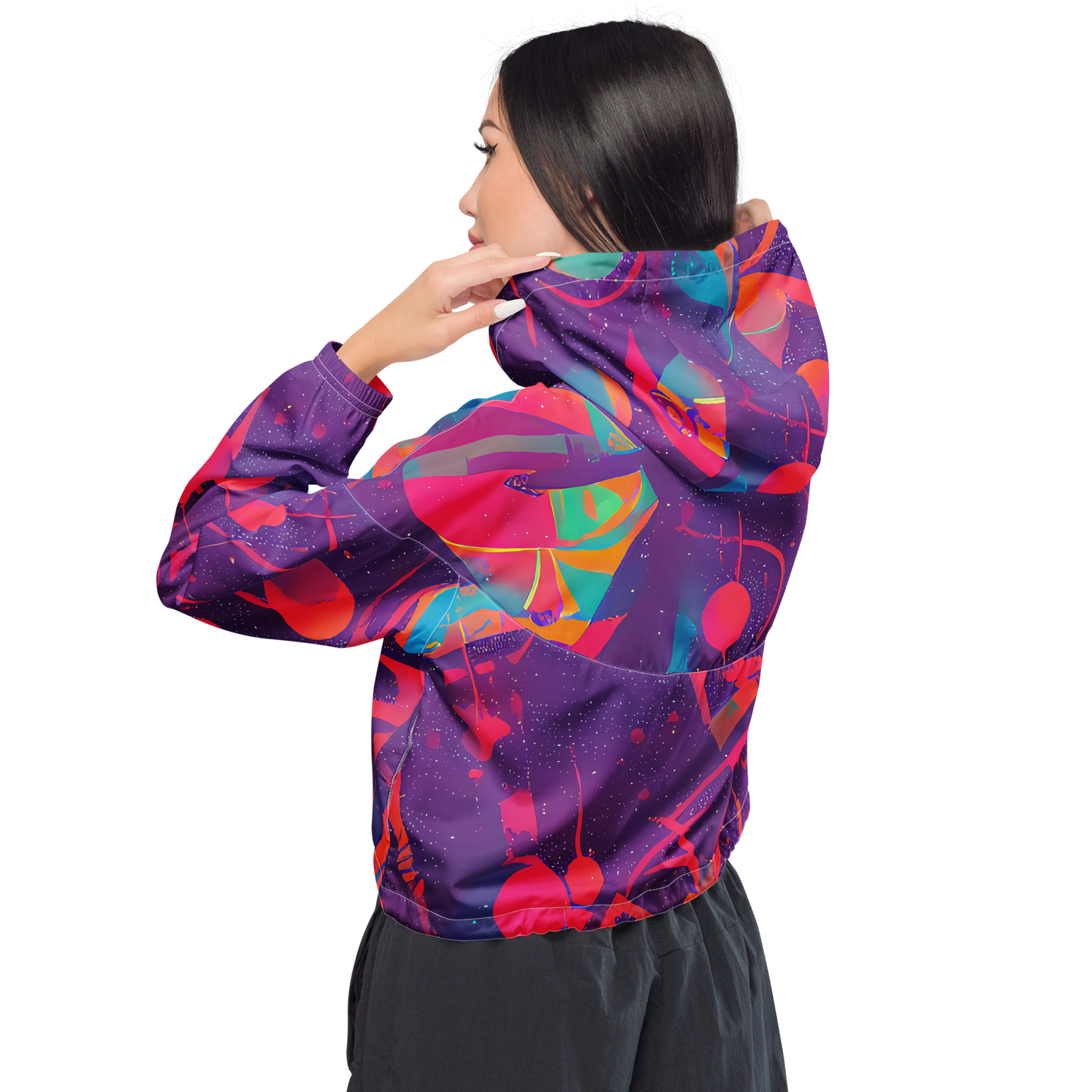 Women's Cropped Windbreaker - Spheric Rhapsody