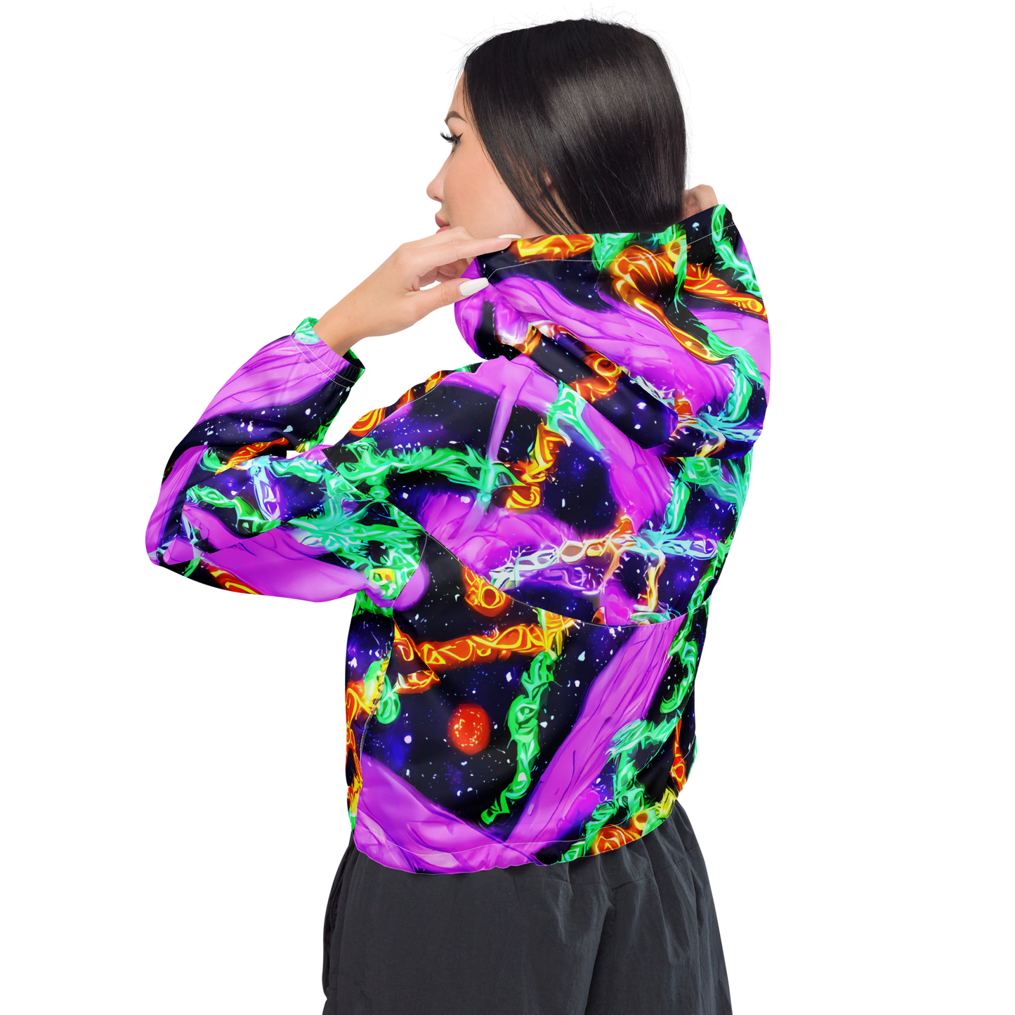 Women's Cropped Windbreaker - Enckell's Nebula