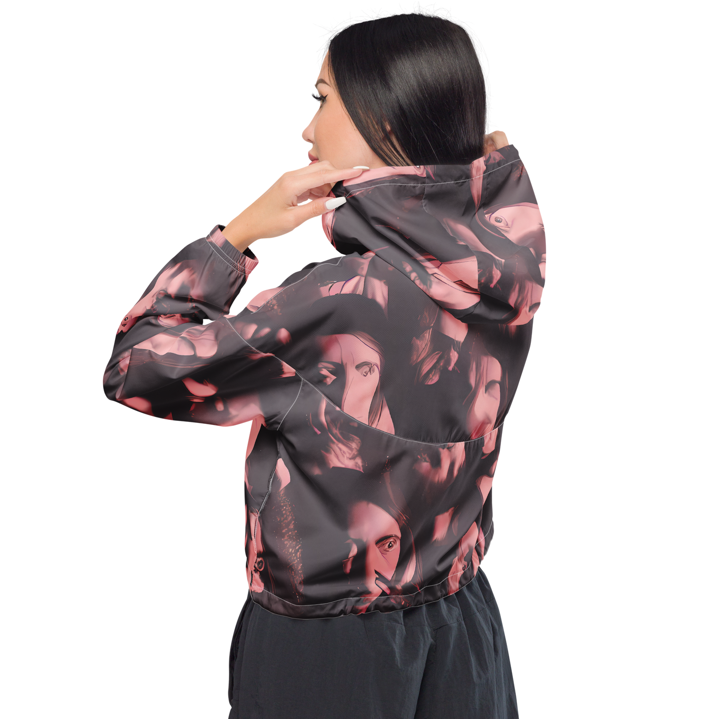 Women's Cropped Windbreaker - Portrait Whispers