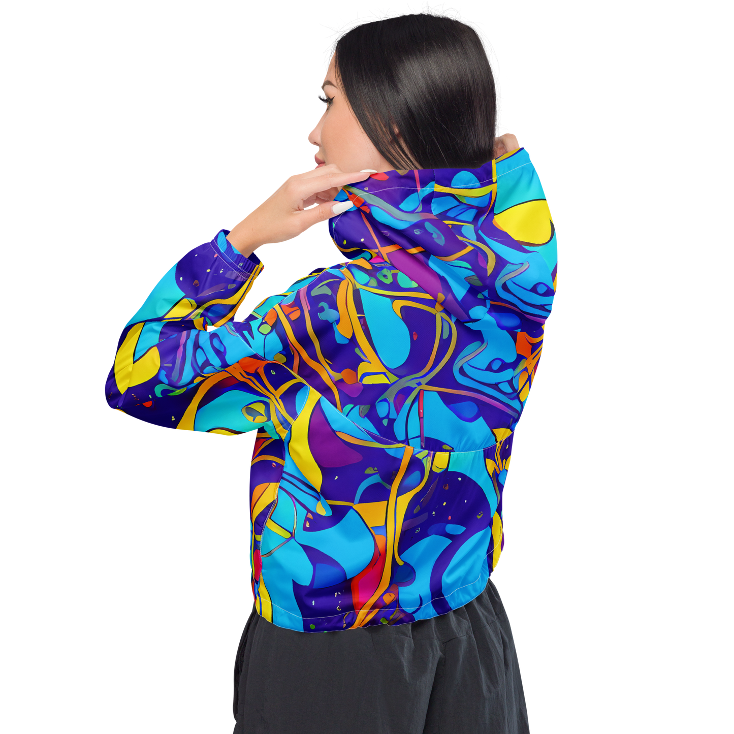 Women's Cropped Windbreaker - Spectral Tangle