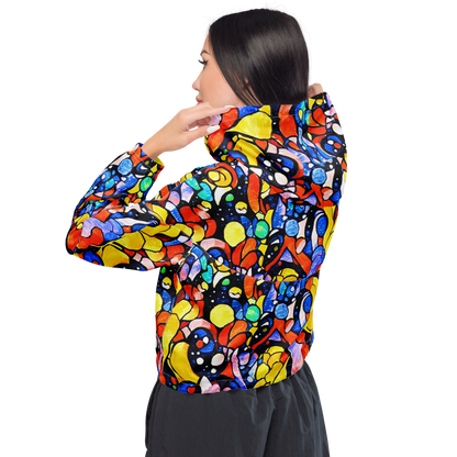 Women's Cropped Windbreaker - Supernova Symphony