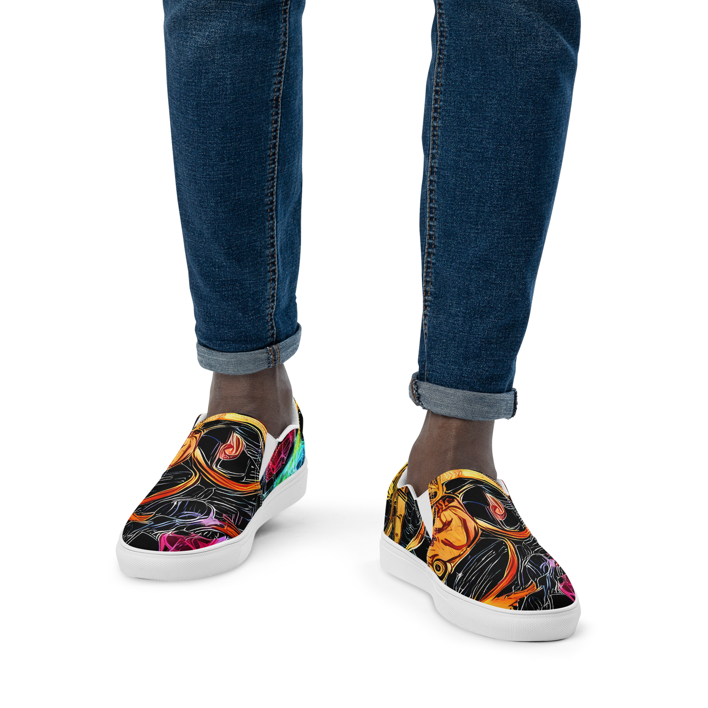 Men's Slip-On Canvas Shoes - Psychedelic Pulsar