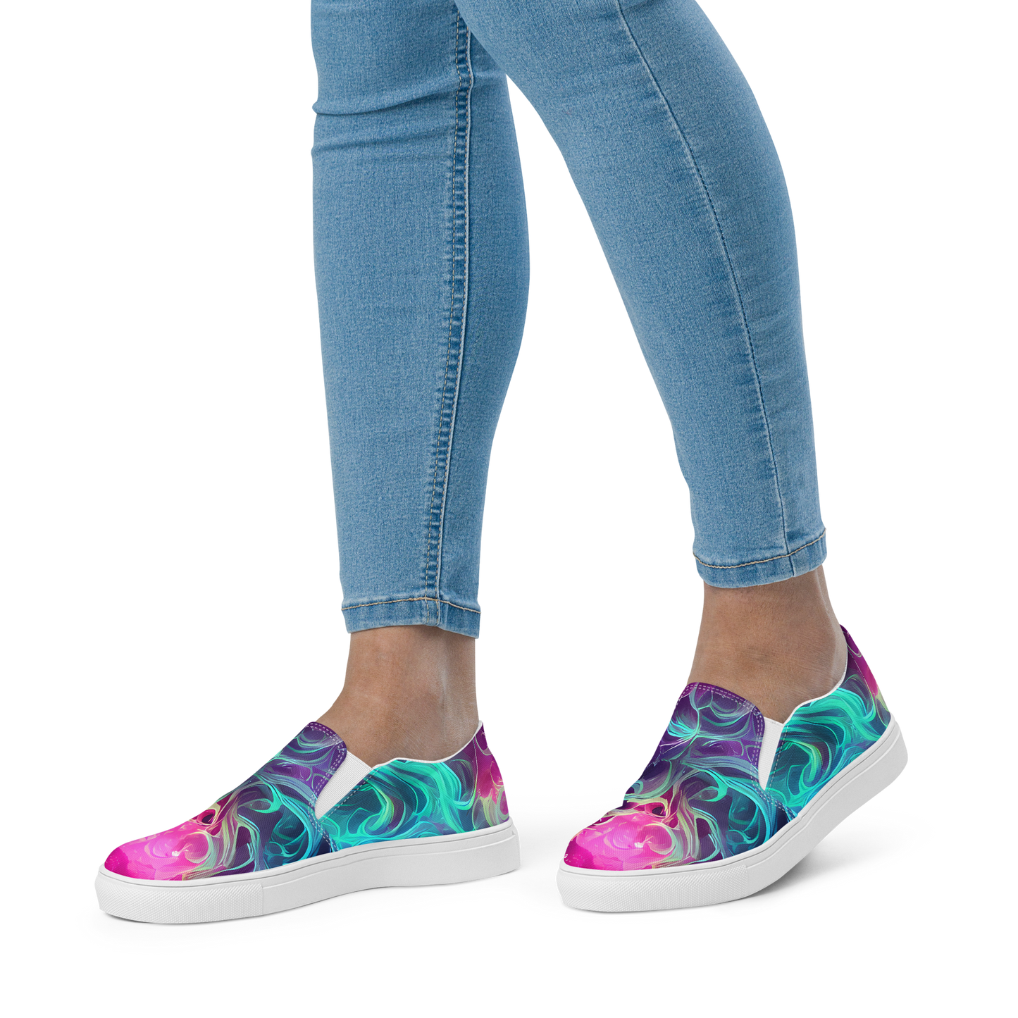 Women's Slip-On Canvas Shoes - Galactic Bloom