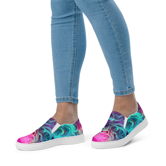 Women's Slip-On Canvas Shoes - Galactic Bloom