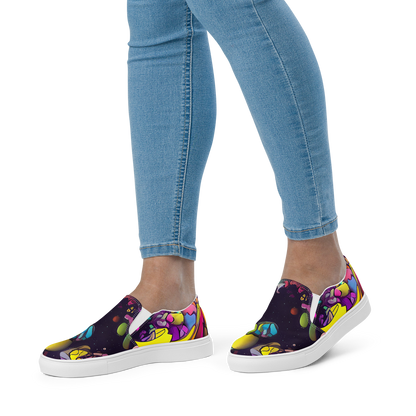 Women's Slip-On Canvas Shoes - Galactic Playground