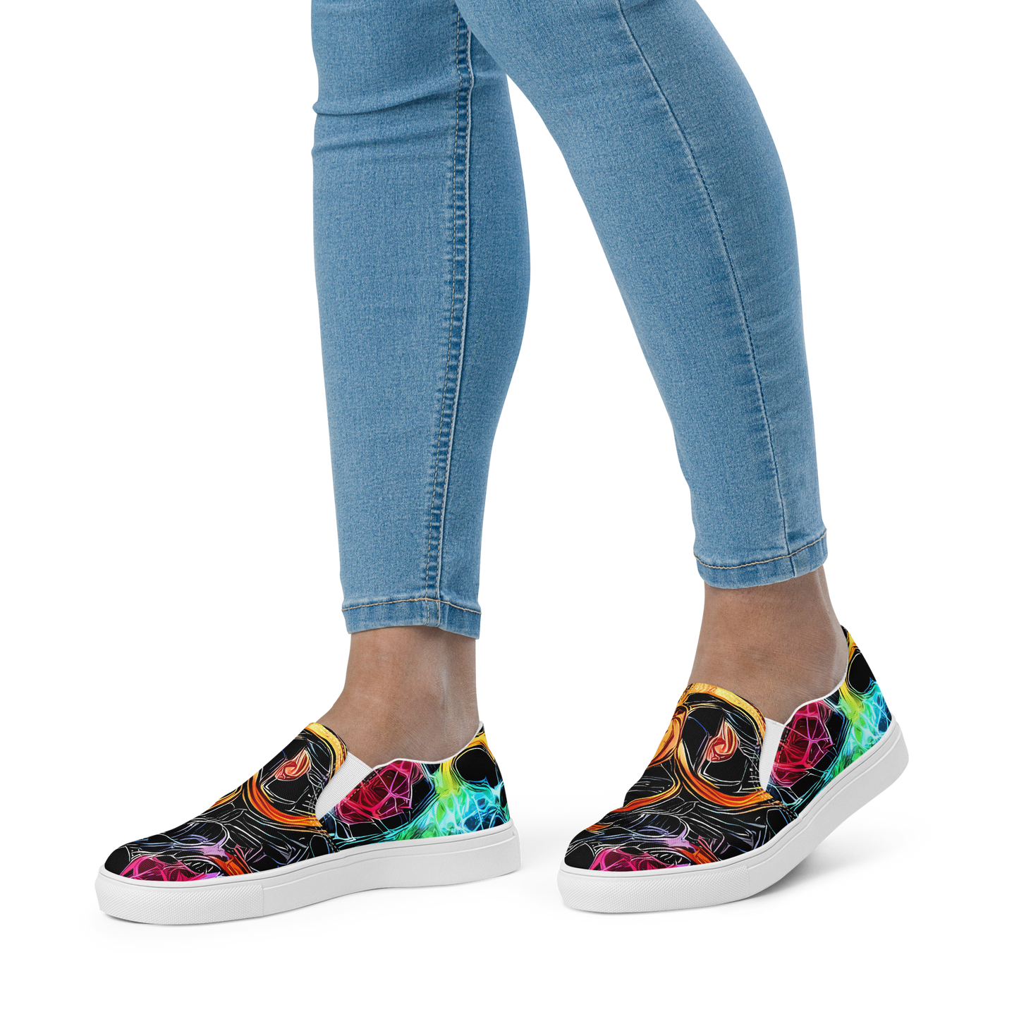 Women's Slip-On Canvas Shoes - Psychedelic Pulsar