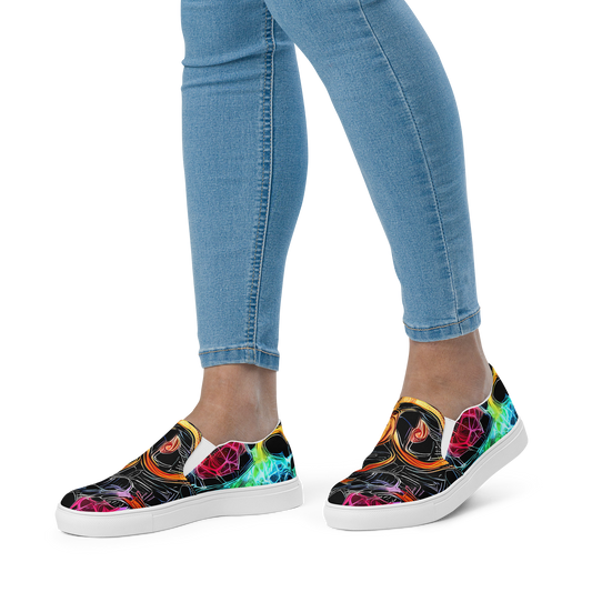 Women's Slip-On Canvas Shoes - Psychedelic Pulsar