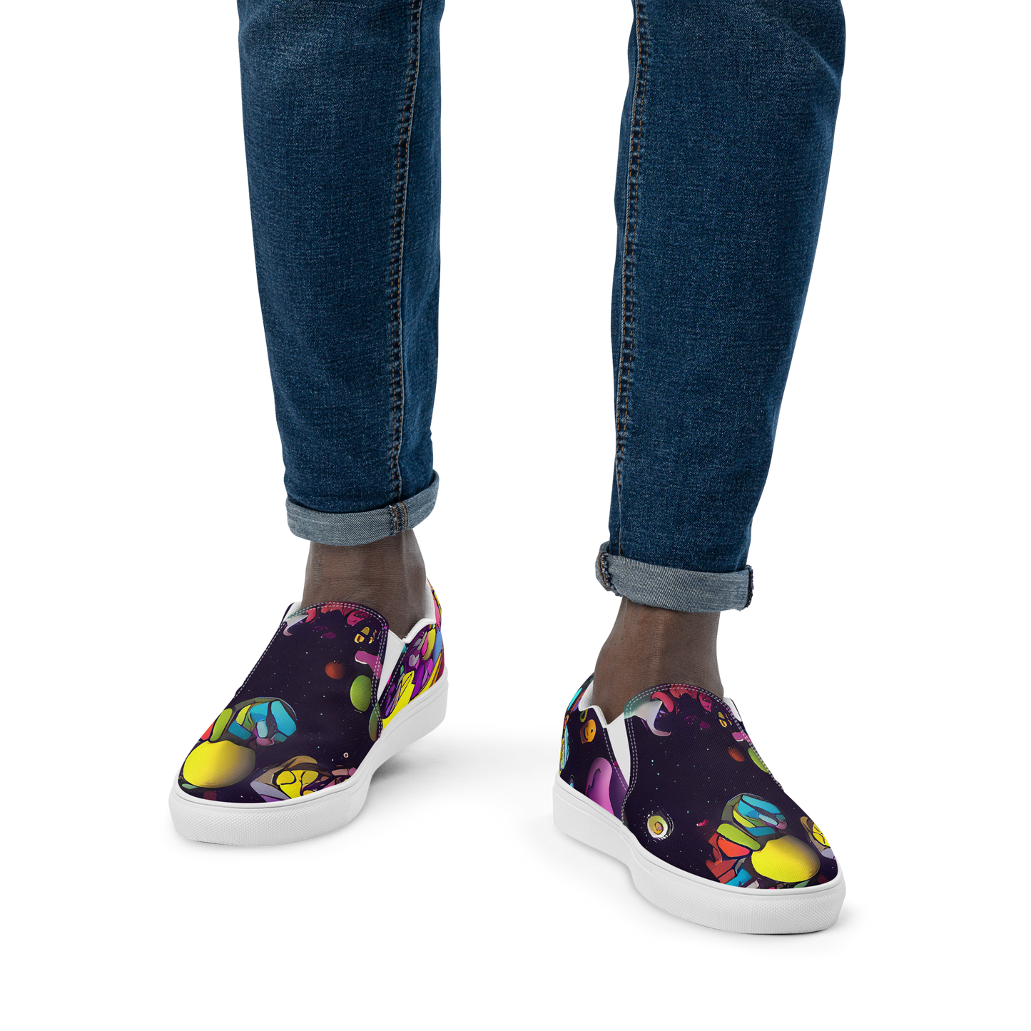 Men's Slip-On Canvas Shoes - Galactic Playground