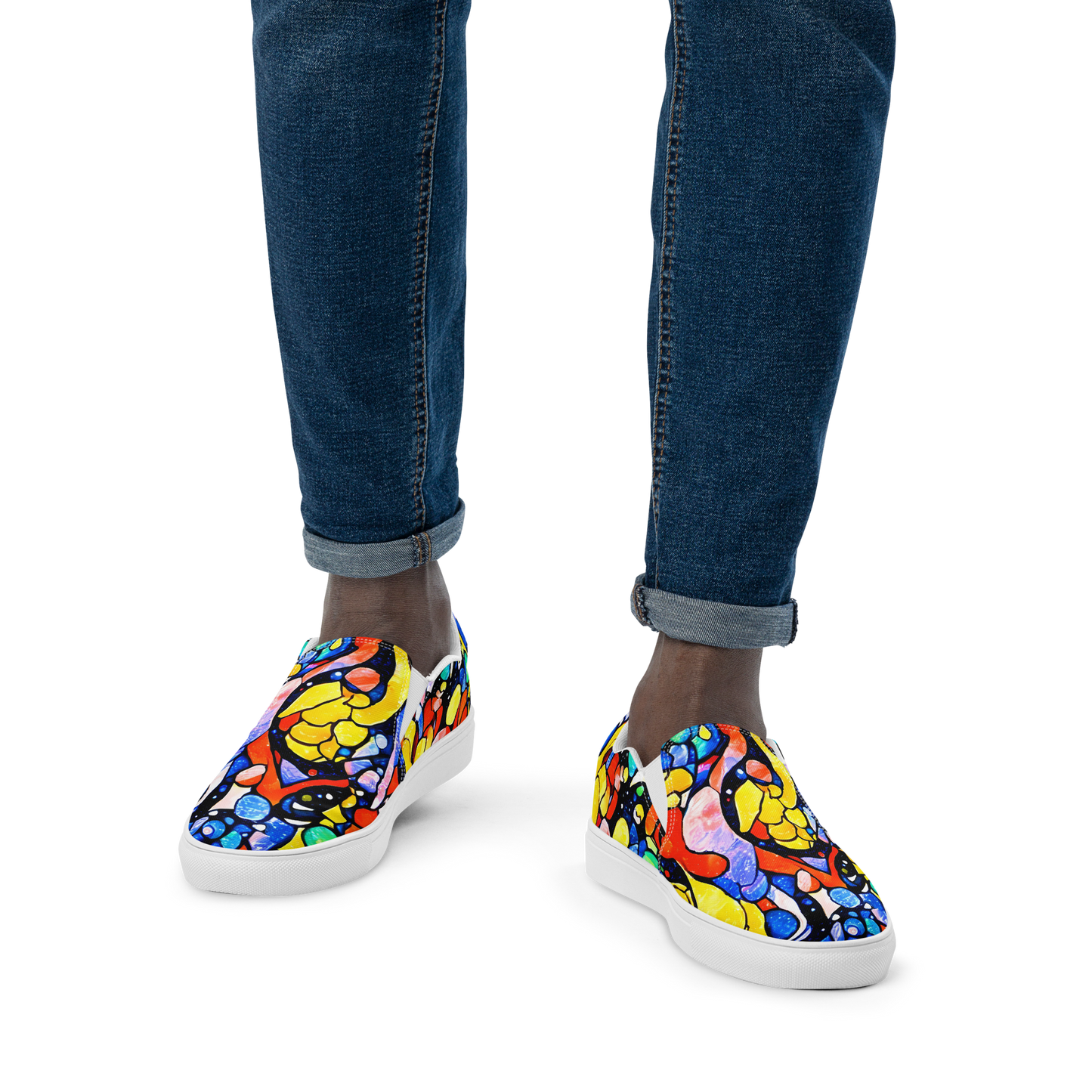 Men's Slip-On Canvas Shoes - Supernova Symphony