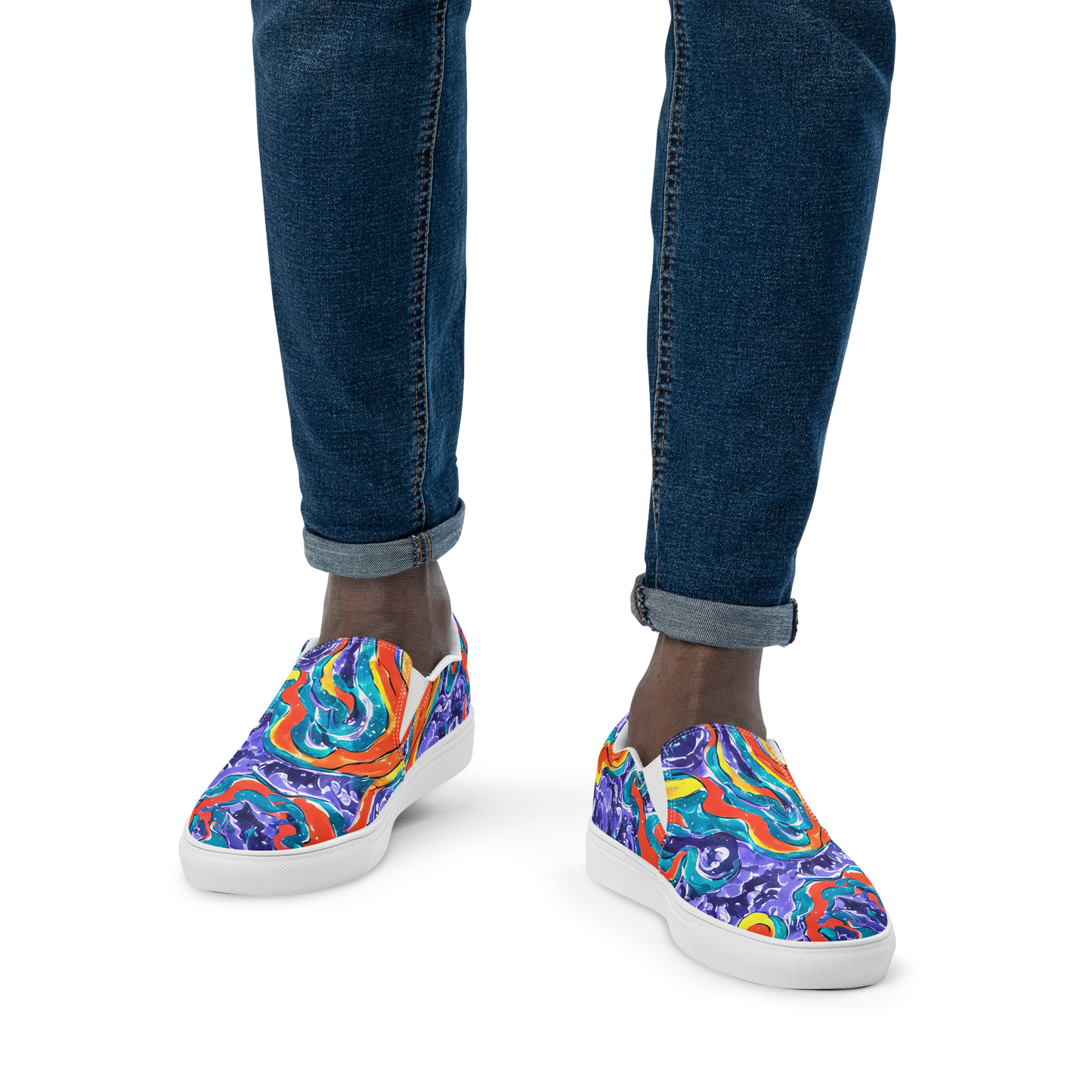 Men's Slip-On Canvas Shoes - Galactic Waves