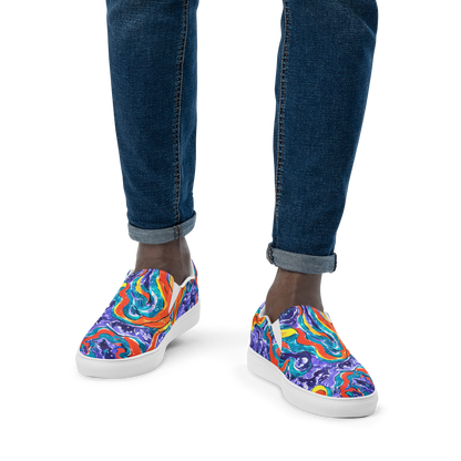 Men's Slip-On Canvas Shoes - Galactic Waves