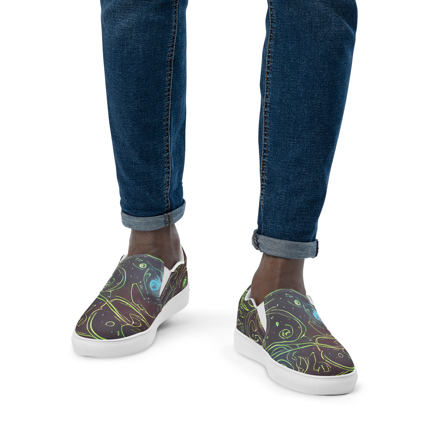 Men's Slip-On Canvas Shoes - Starfield Scrolls