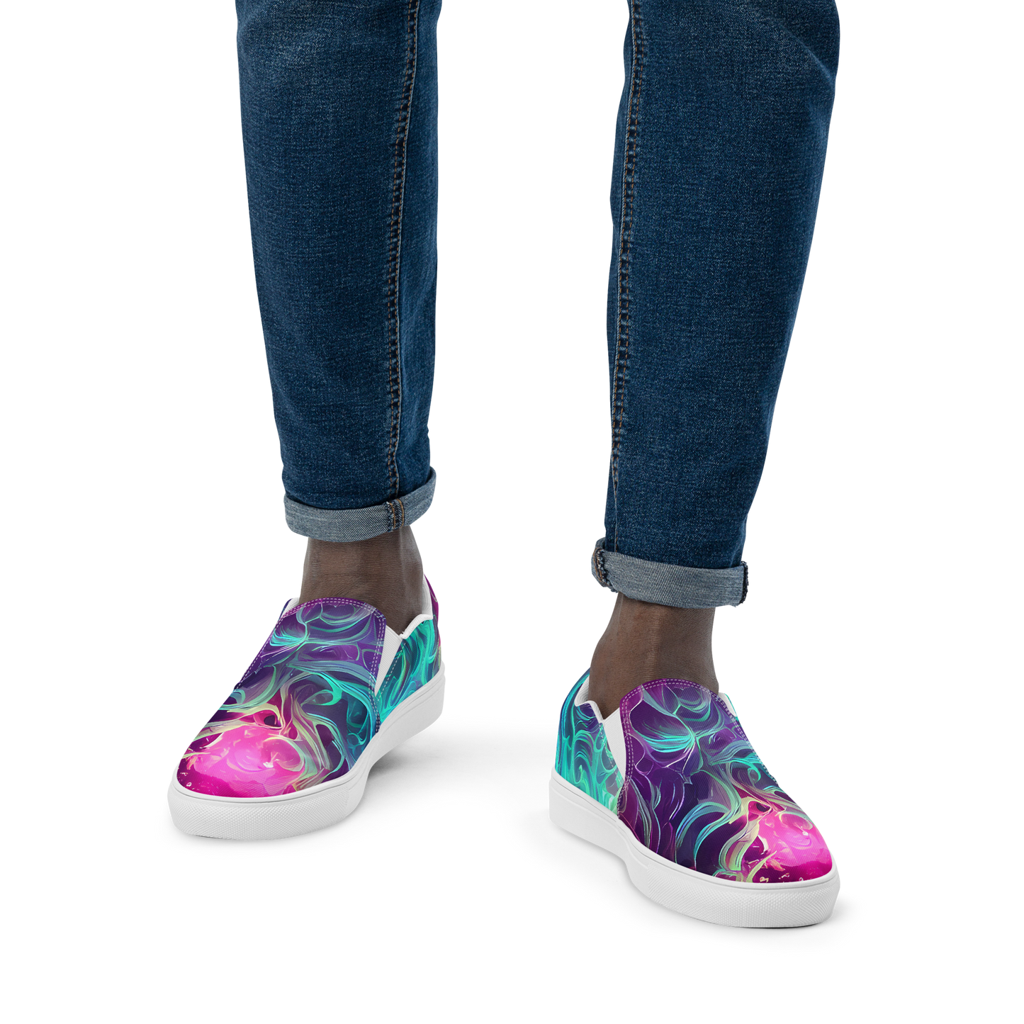 Men's Slip-On Canvas Shoes - Galactic Bloom