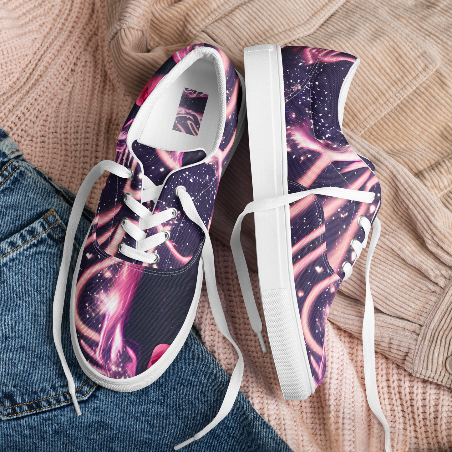 Women's Lace-Up Canvas Shoes - Stardust Siren