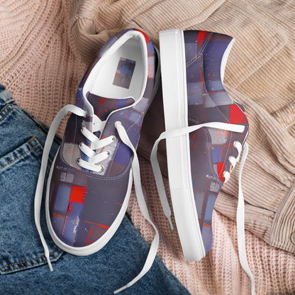 Women's Lace-Up Canvas Shoes - Cubist Rhythm