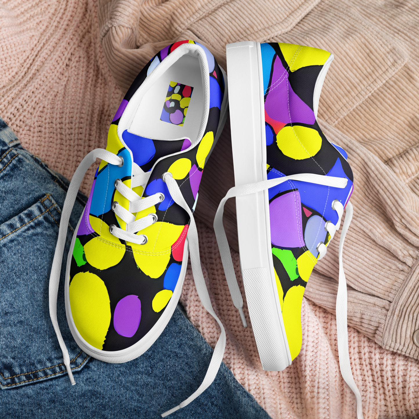 Women's Lace-Up Canvas Shoes - Miró's Mosaic