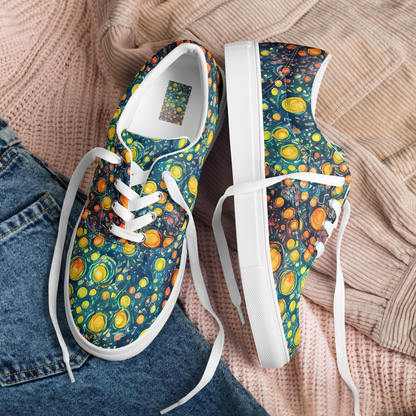 Women's Lace-Up Canvas Shoes - Starry Orbits