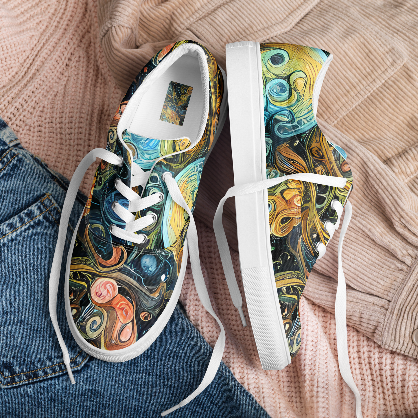 Women's Lace-Up Canvas Shoes - Wild Cosmos